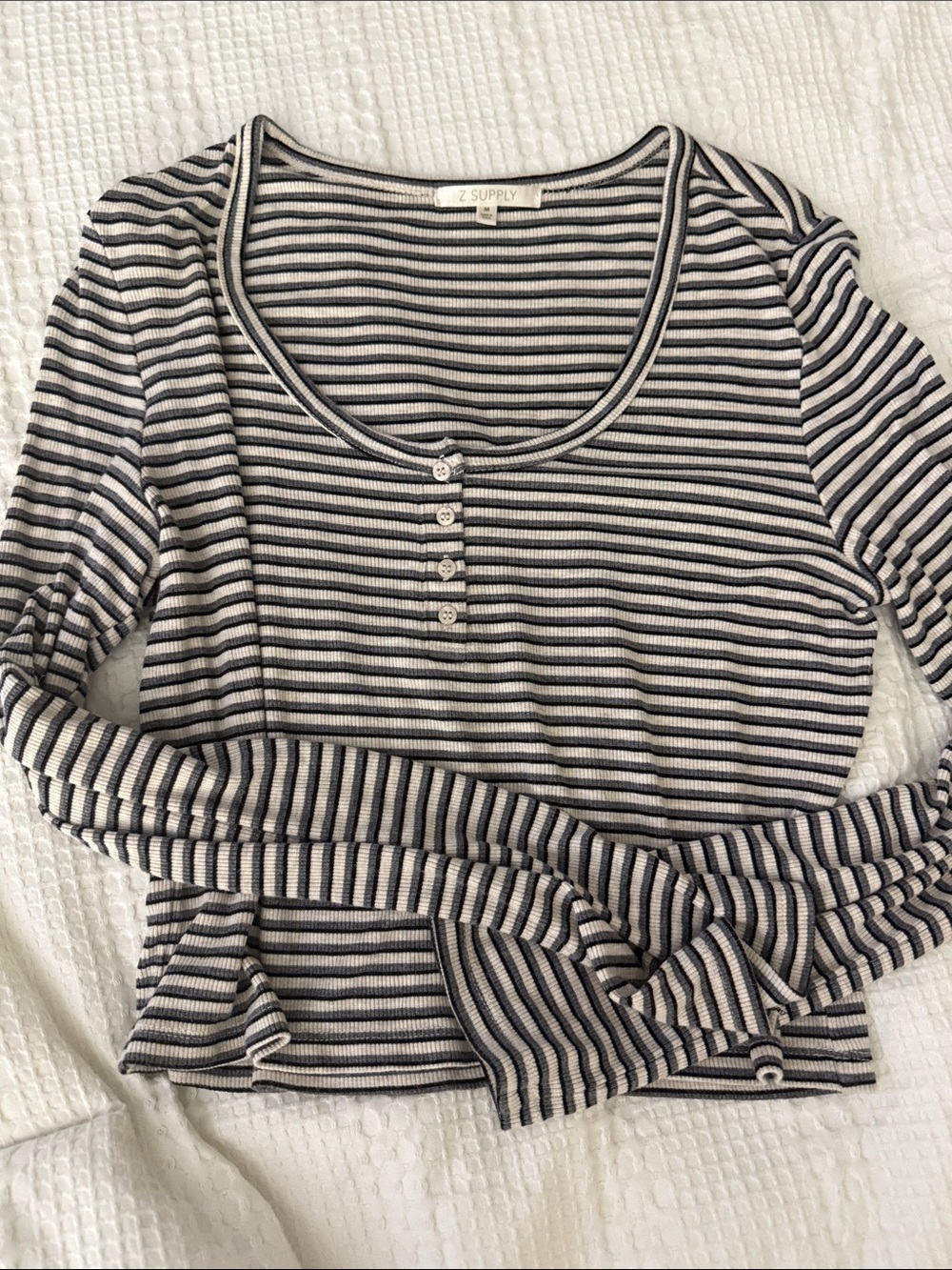 Z Supply Striped Henley Long Sleeve Top